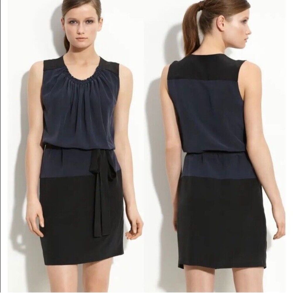 Robert Rodriguez Navy and Black Blocked Sleeveless Mini Dress